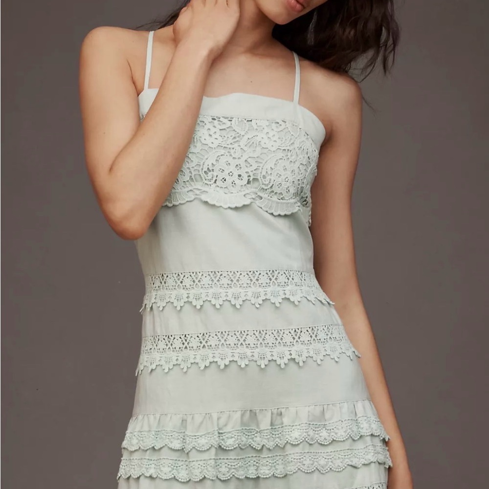 Endless Rose linen blend midi lace dress